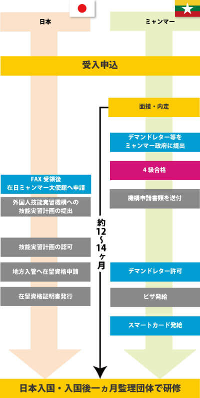 実習生入国までの流れ(介護職種-sp)