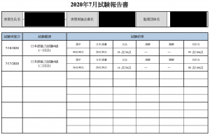 試験報告書